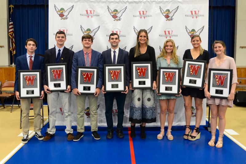 Members of the 12 Letter Club 2019 are (l-r) Cameron Hill, Colin Miller, Cooper Richins, Cole Berry, Gracie Gardner, Delaney Abercrombie, Hannah Merritt, Hailey Merritt. Not pictured: Alannah Curtis. SUBMITTED PHOTOS
